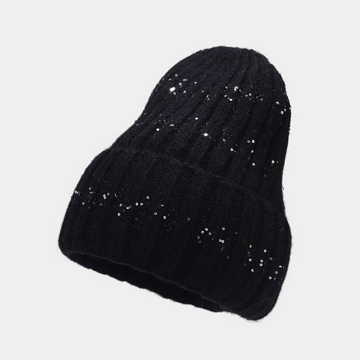 OUTDOOR COLD-PROOF CURLED SEQUINED KNITTED HAT_CWAH1604
