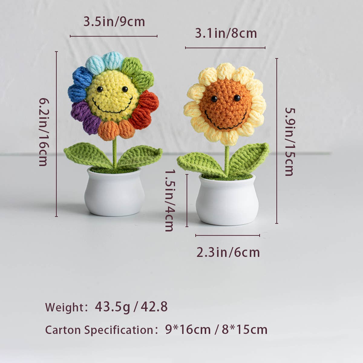 CWMM9271_HAND-KNITTED SUNFLOWER POTTED ORNAMENTS