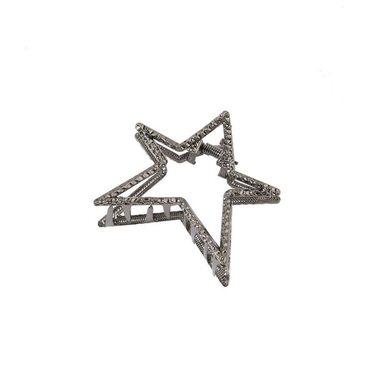 Hollow Metal Star & Bow Tie Hair Claw Clip_CWAHA0460