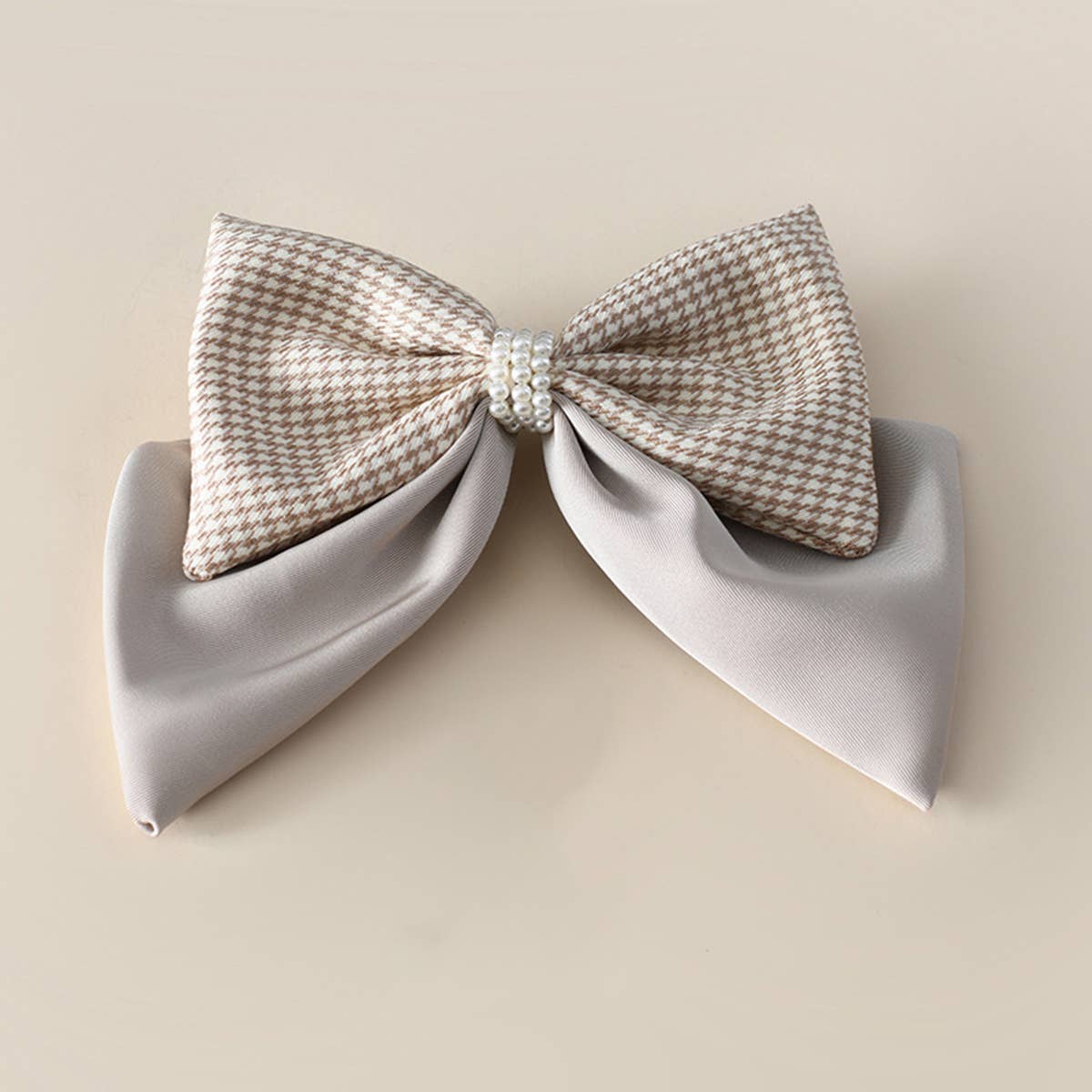 HOUNDSTOOTH FASHION BIG BOW HAIRPIN