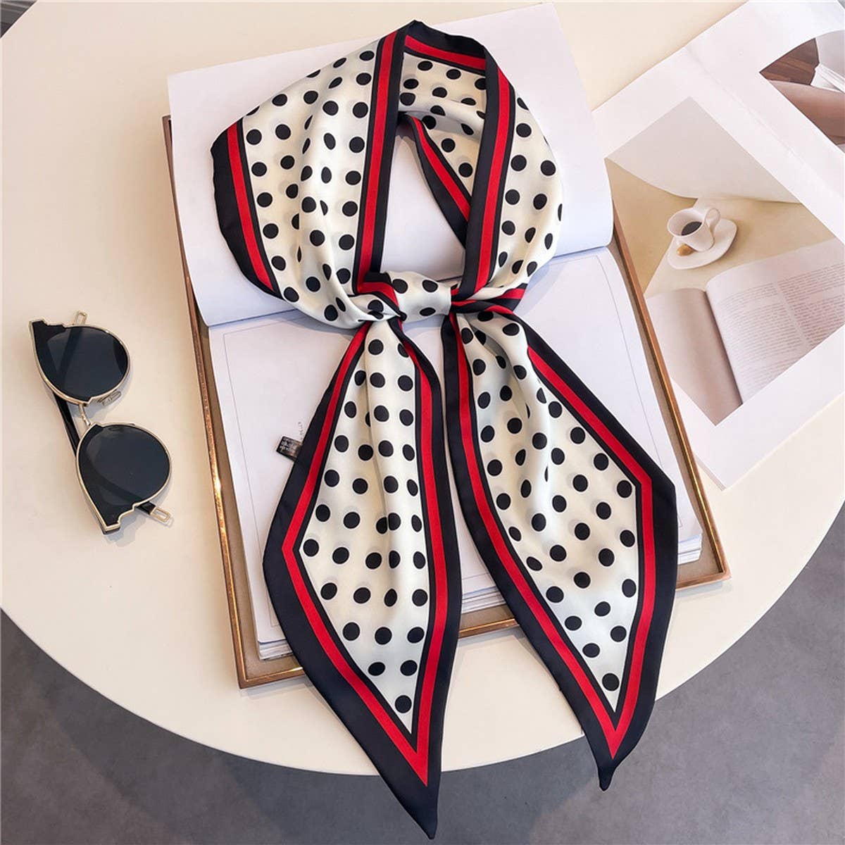 Skinny Silk Scarf for Hair, Neck or Bag Wrap_CWASC1512🎗️