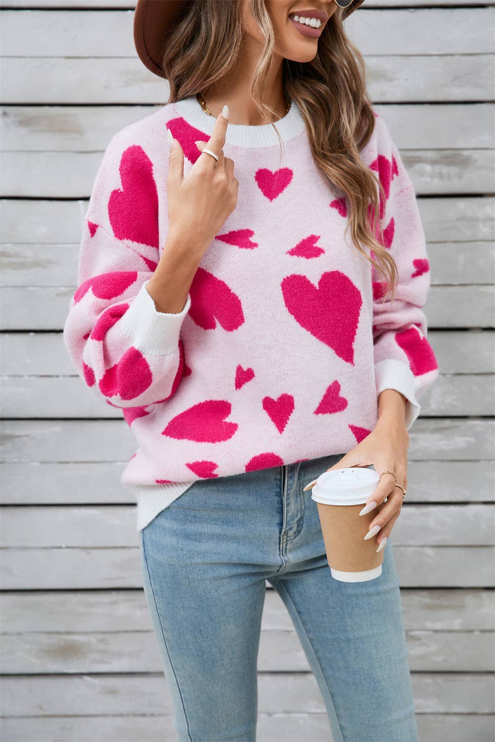 VALENTINE HEART SWEATER CREWNECK PULLOVER SWEATER
