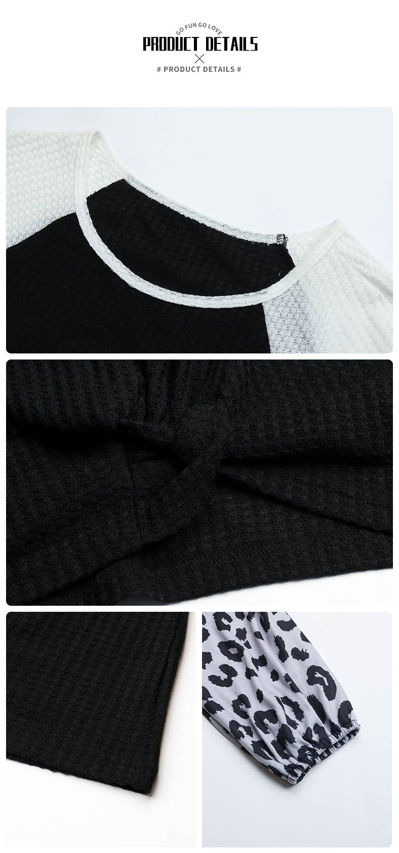 LEOPARD PRINT PATCHWORK LONG SLEEVE COLOR SWEATER