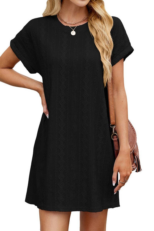 CWDSD8728_CREWNECK POCKET LOOSE FIT MIDI T-SHIRT DRESS