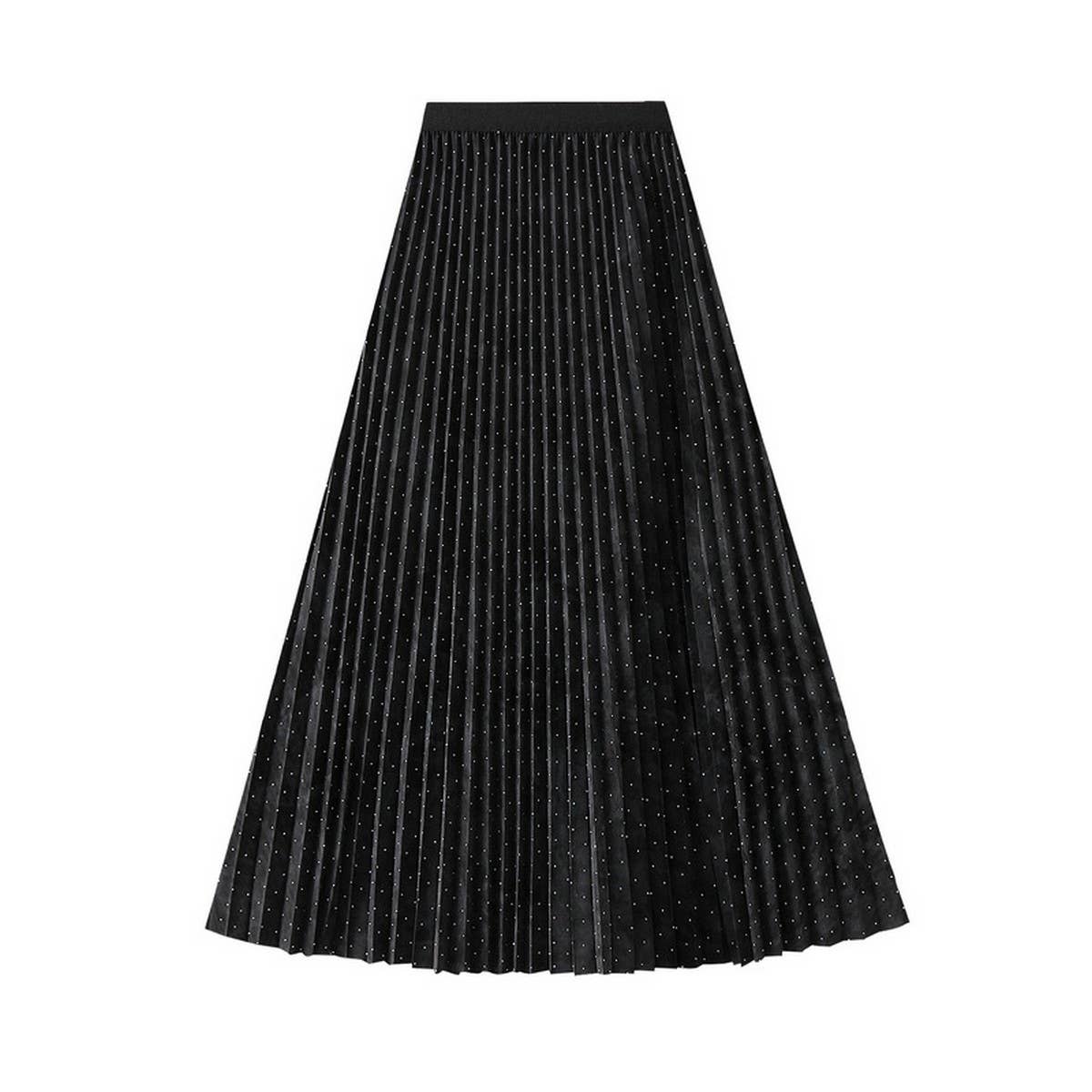 CHINESE STYLE PRINTED PLEATED SKIRT LONG SKIRT