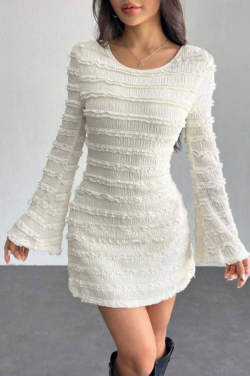 CWDSD8301_SEXY JACQUARD KNIT STRETCH BACKLESS SHORT DRESS