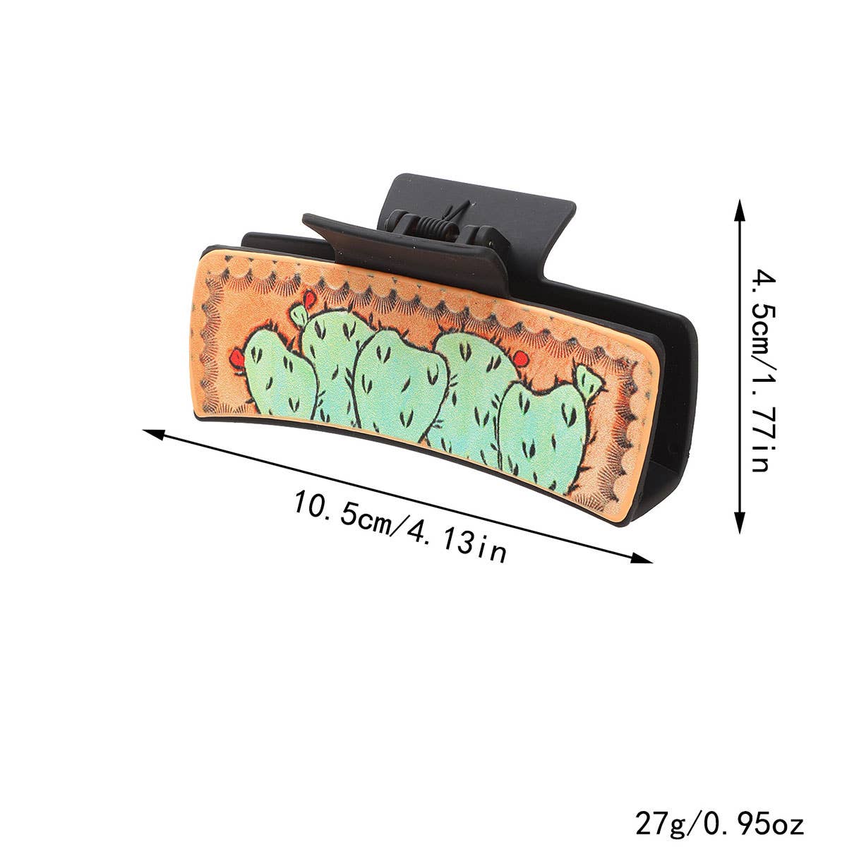 Western Cactus Sunflower Hair Claw - Leather Clip