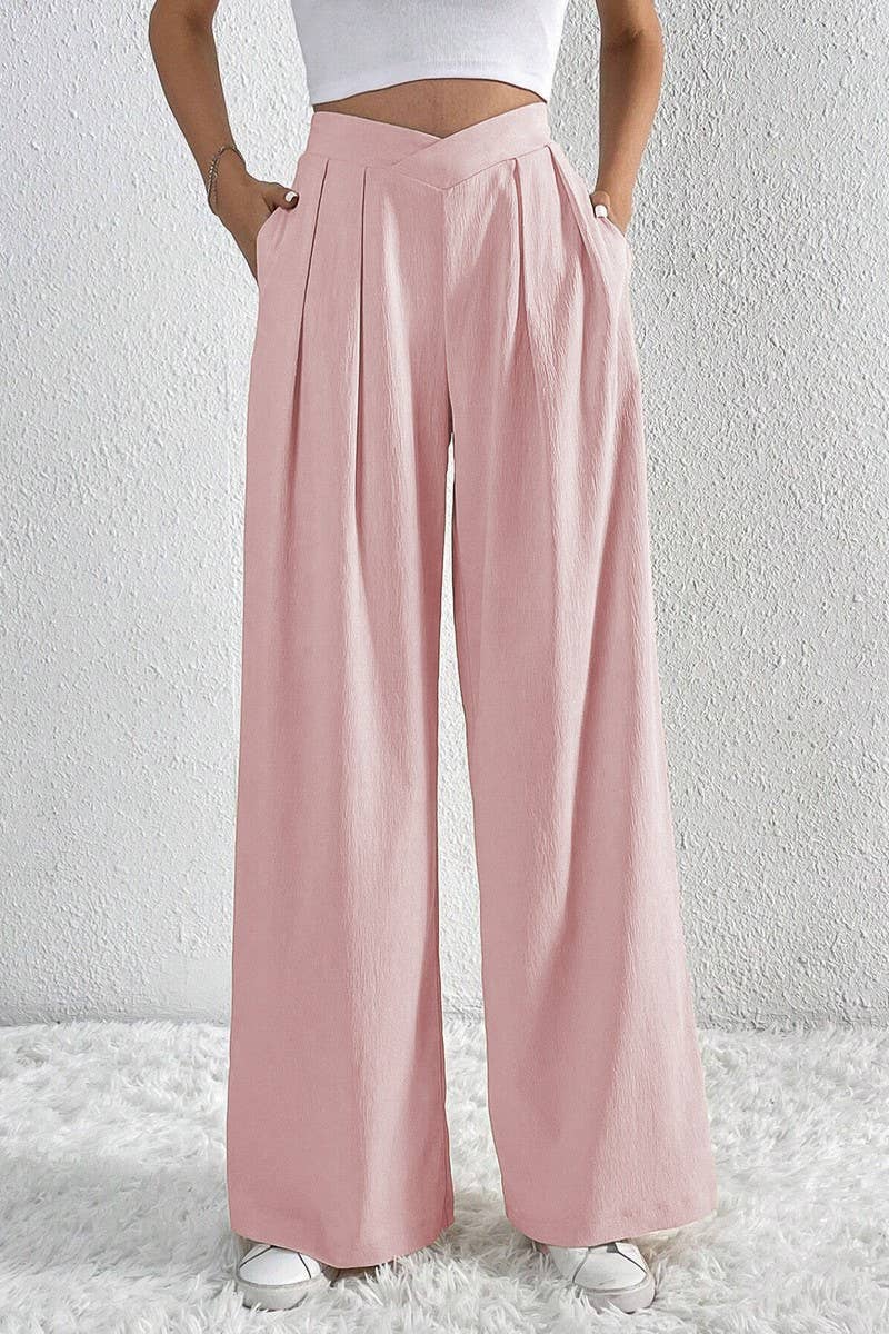 CWBLP1422_PLEATED CASUAL WIDE-LEG LOOSE TROUSERS