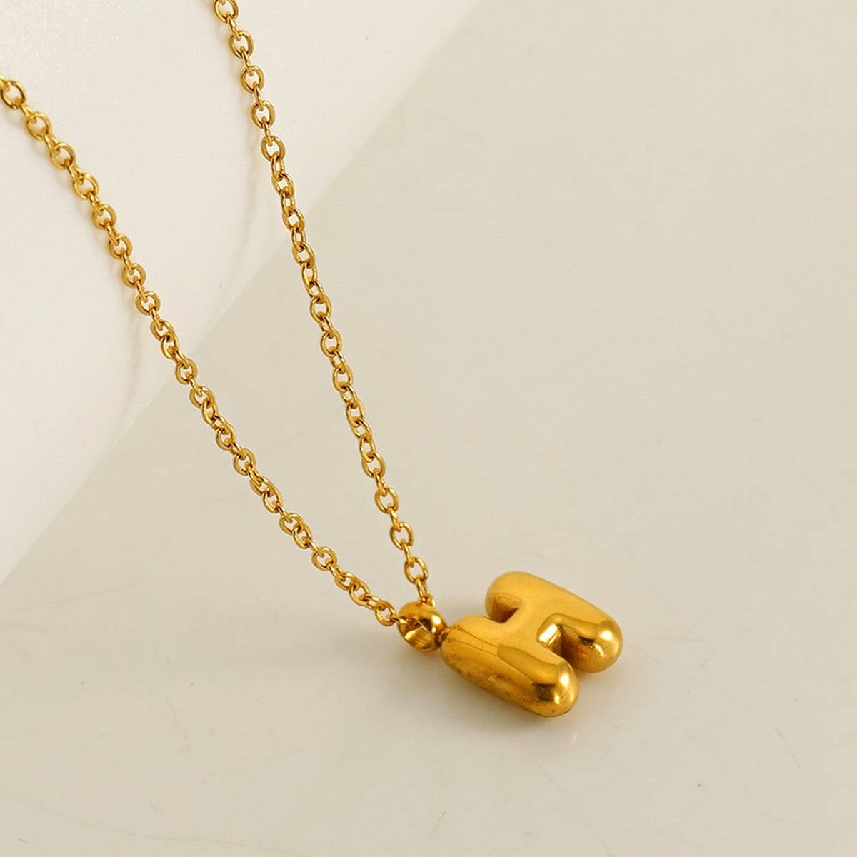 CWAJE1939_Mini Simple Bubble Letter Necklace,Gold