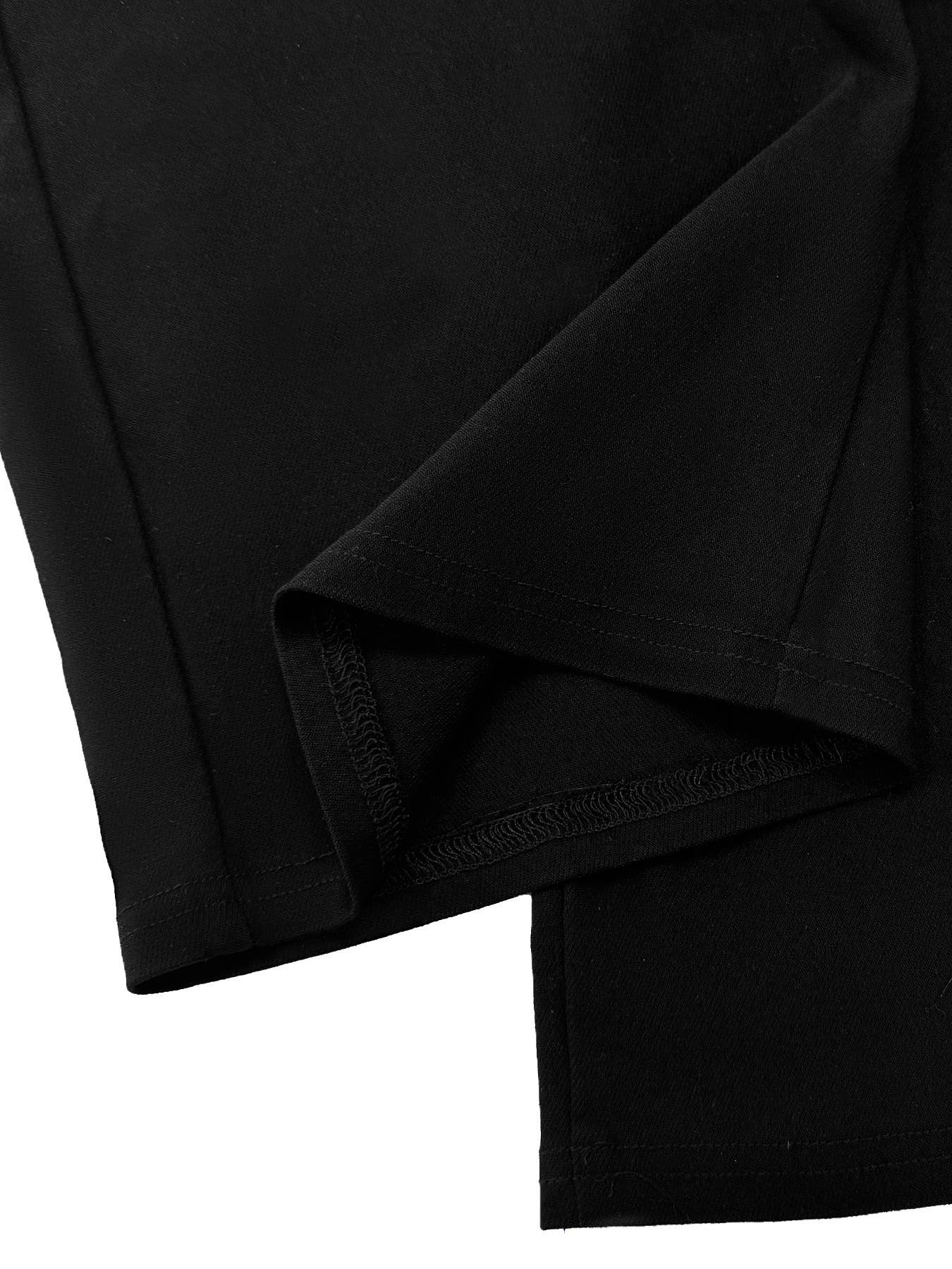 High-waisted button elastic straight-leg pants