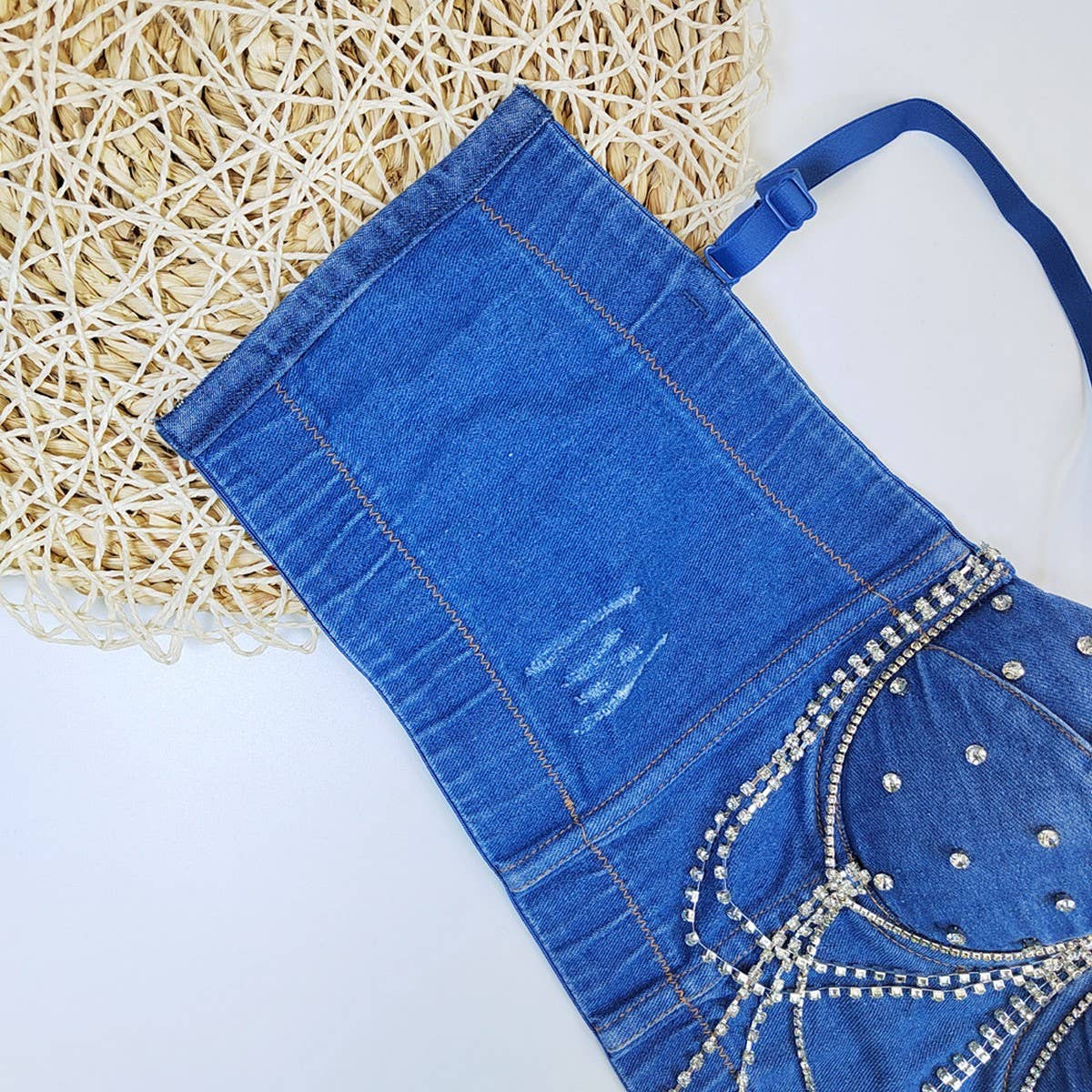 RHINESTONE CHAIN WAIST HERRINGBONE CORSET