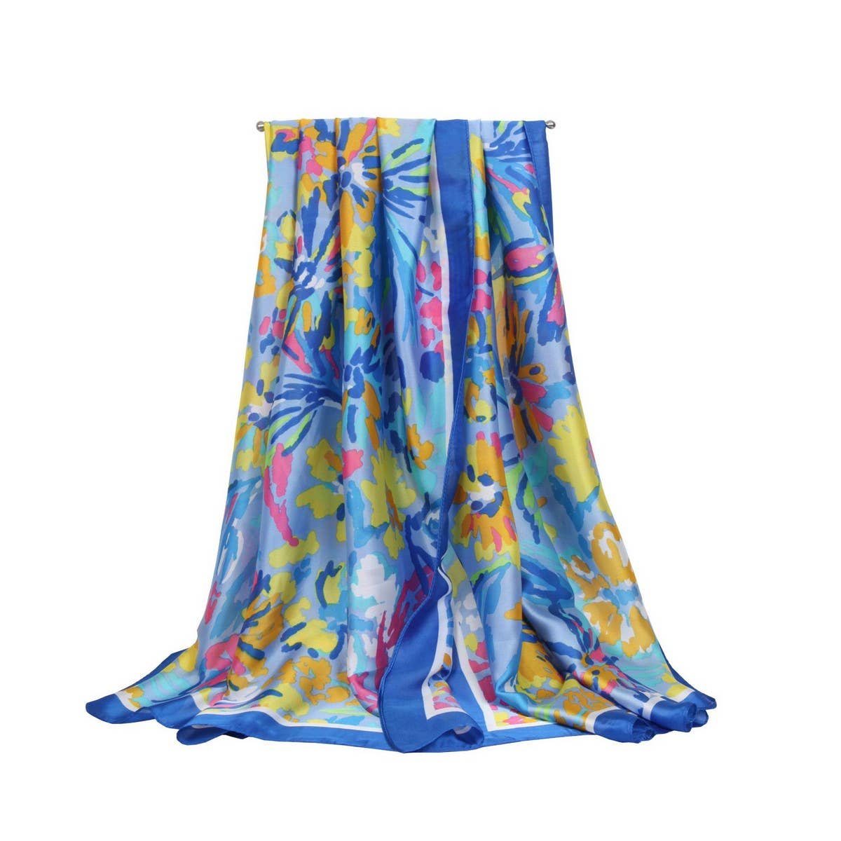 Rainbow Floral Satin Scarf - Summer Sunproof Wrap_CWASC0673