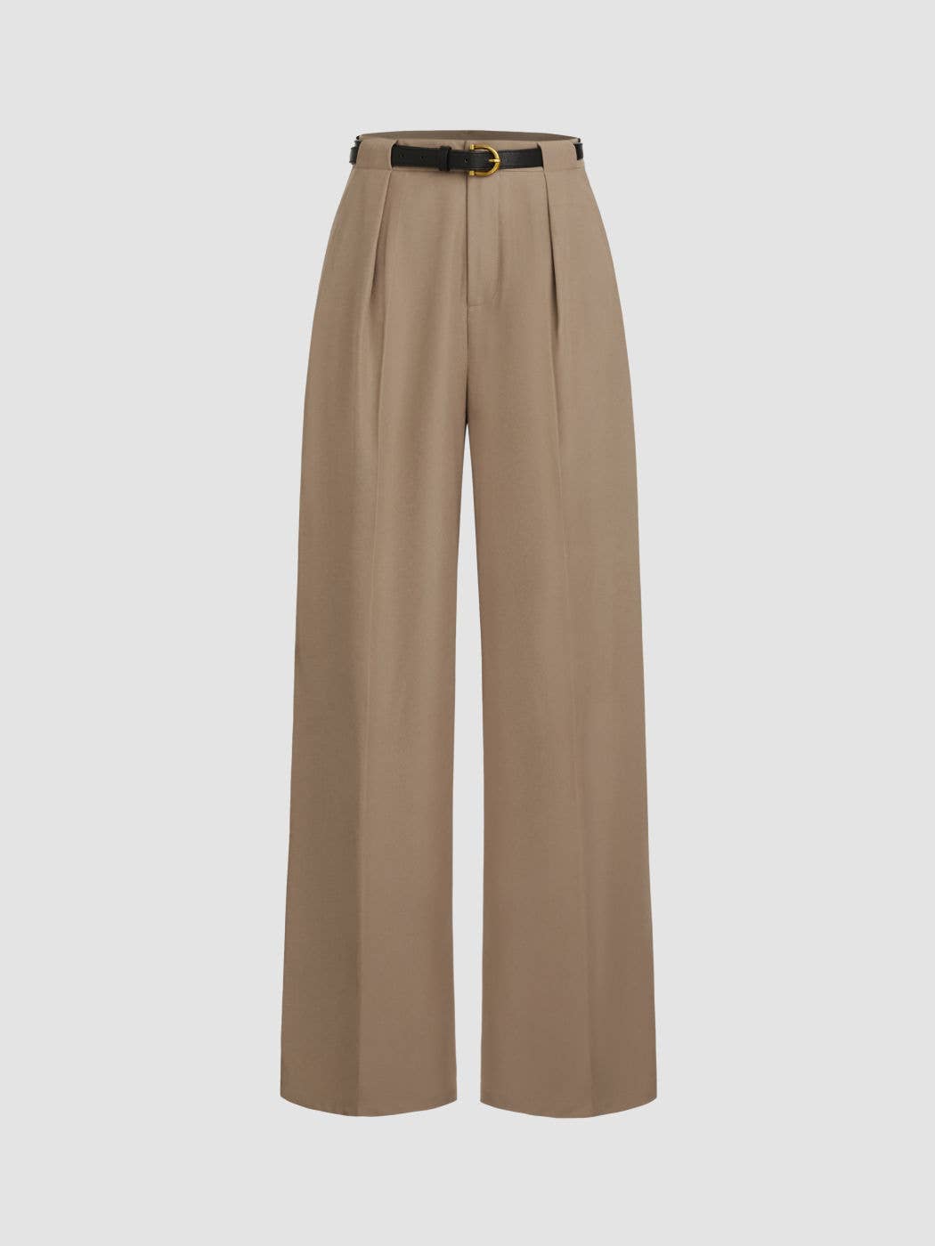 High-waisted straight-leg trousers with a belt