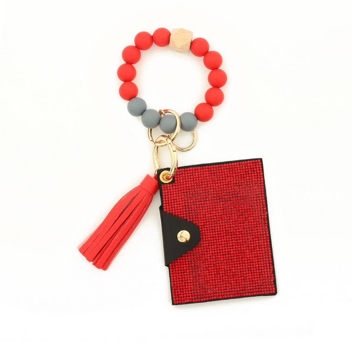 Rhinestone Leopard Wallet with Bead Keychain_CWAB4999