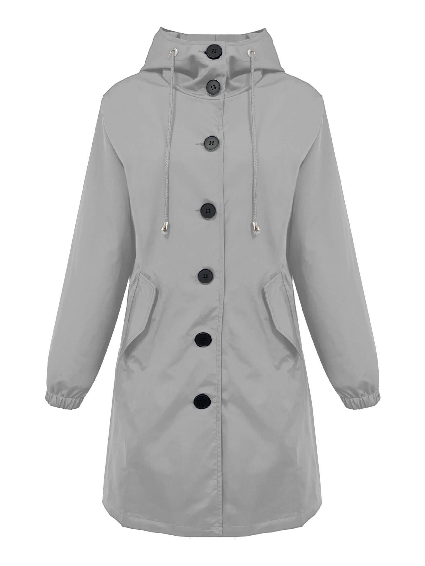 SINGLE-BREASTED HOODED TRENCH COAT CASUAL COAT