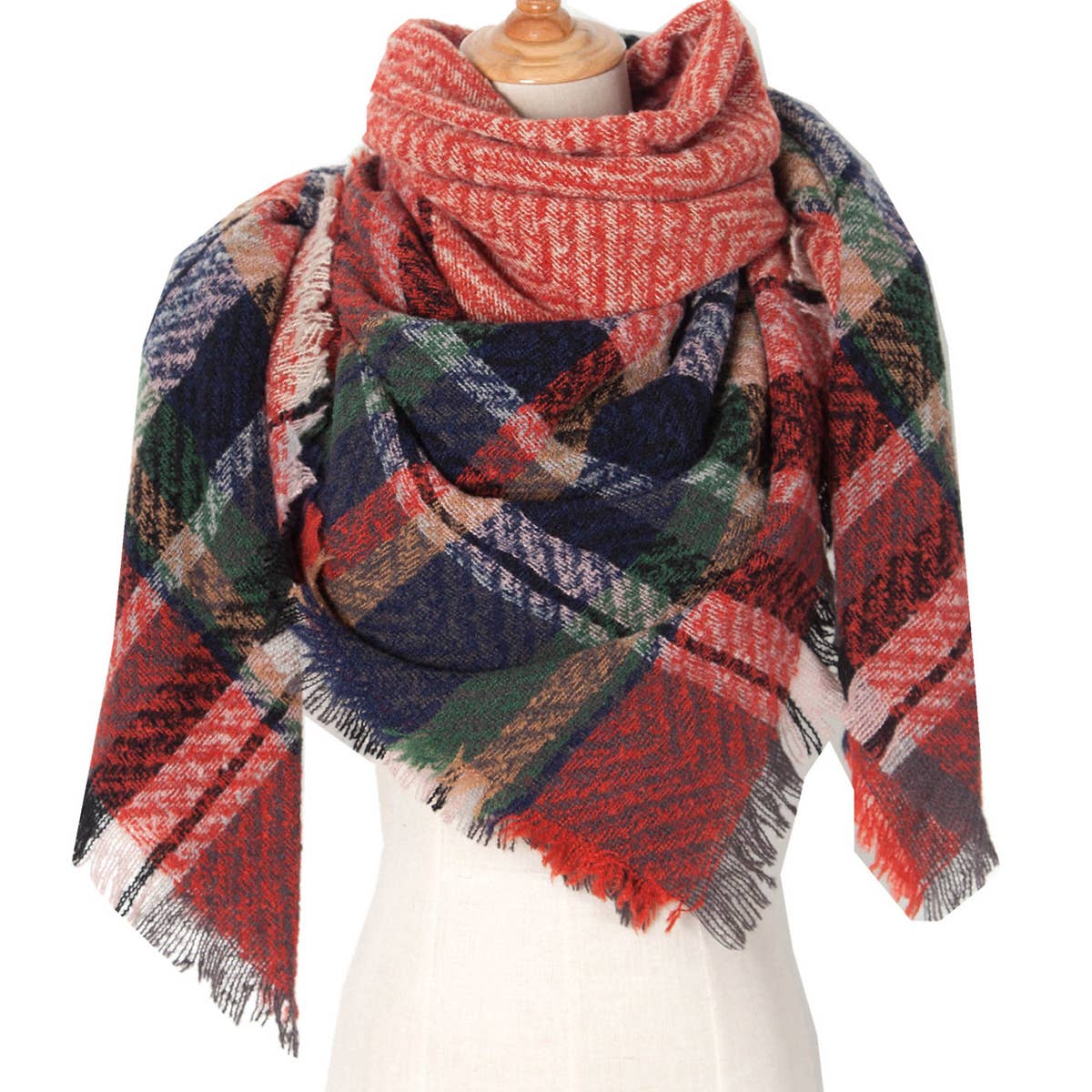 Plaid Triangle Scarf for Fall & Winter ??Wholesale_CWASC0110