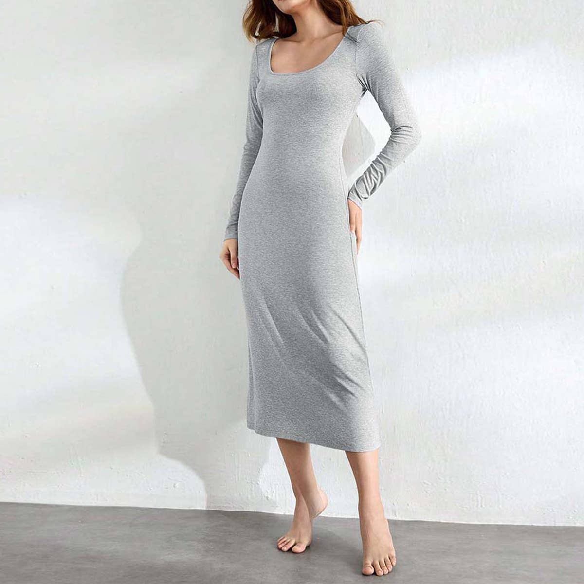 SIMPLE SEXY BACKLESS SOLID COLOR LONG DRESS