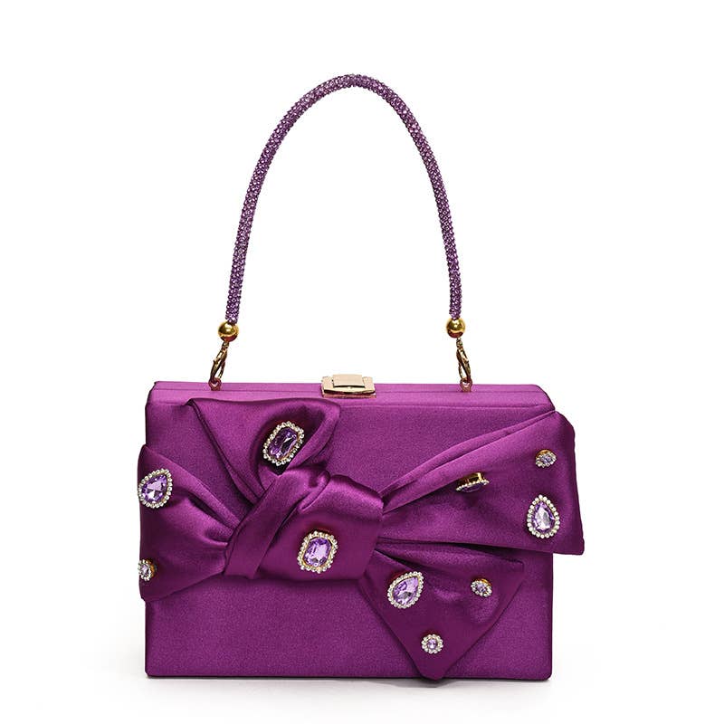 Rhinestone bow crossbody single-shoulder bag