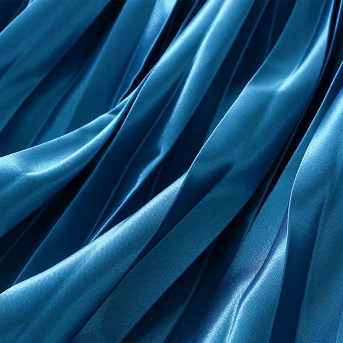 Slimming Shiny High-Waist Pleated Midi Skirt_CWBMS0329