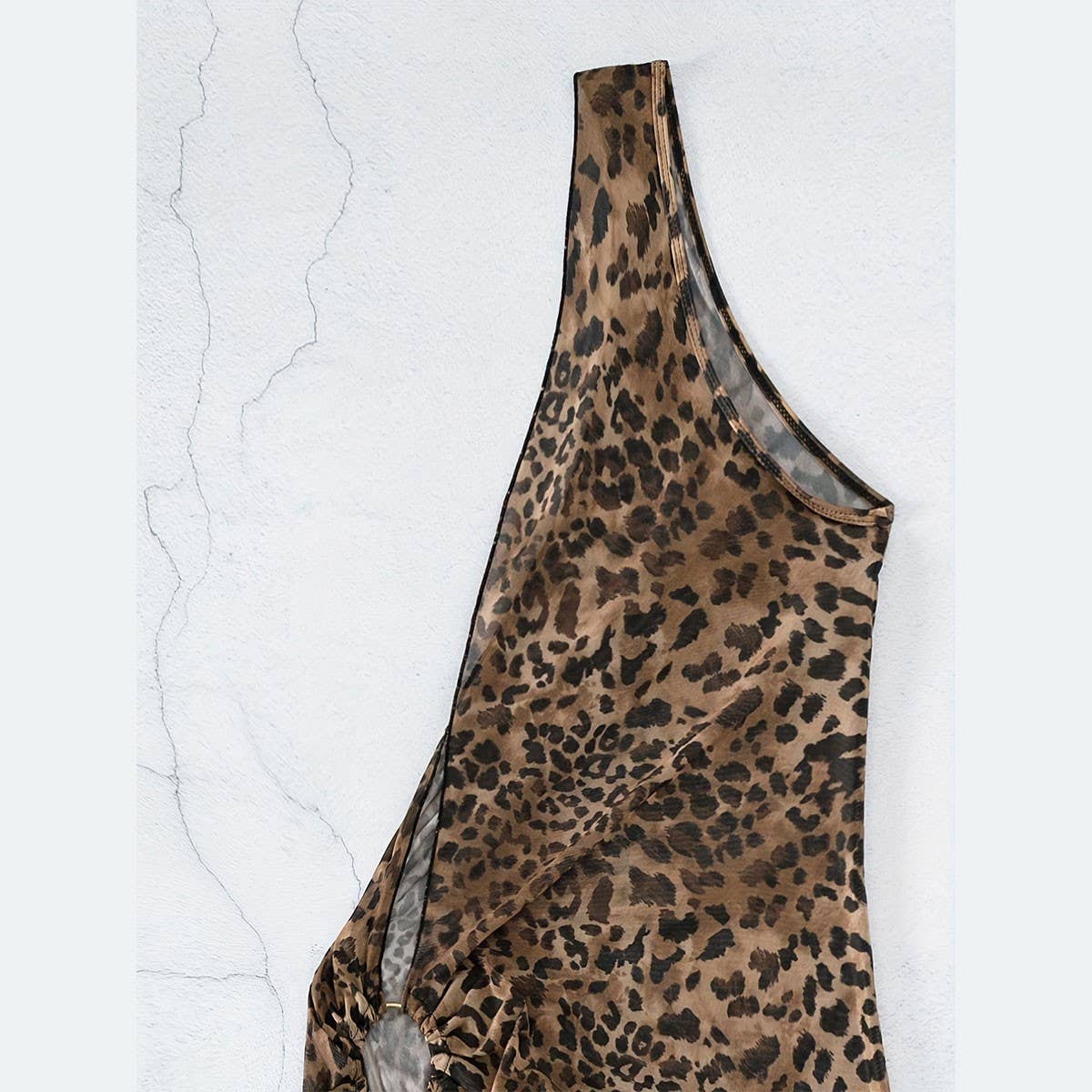 Leopard Print Sling Beach Skirt with High Slit