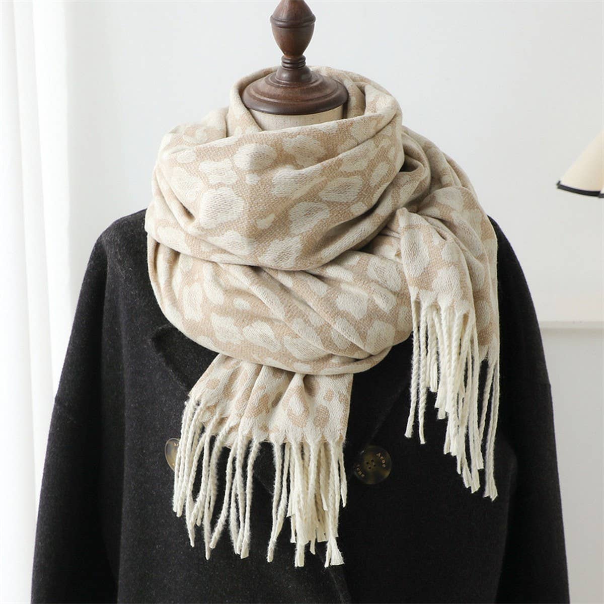 Leopard Jacquard Scarf ? Faux Cashmere Winter Wrap