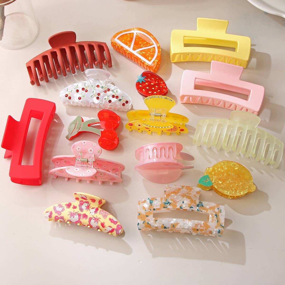 CWAHA07441_3PCS LARGE CANDY COLOR HAIR CLAW CLIP SET