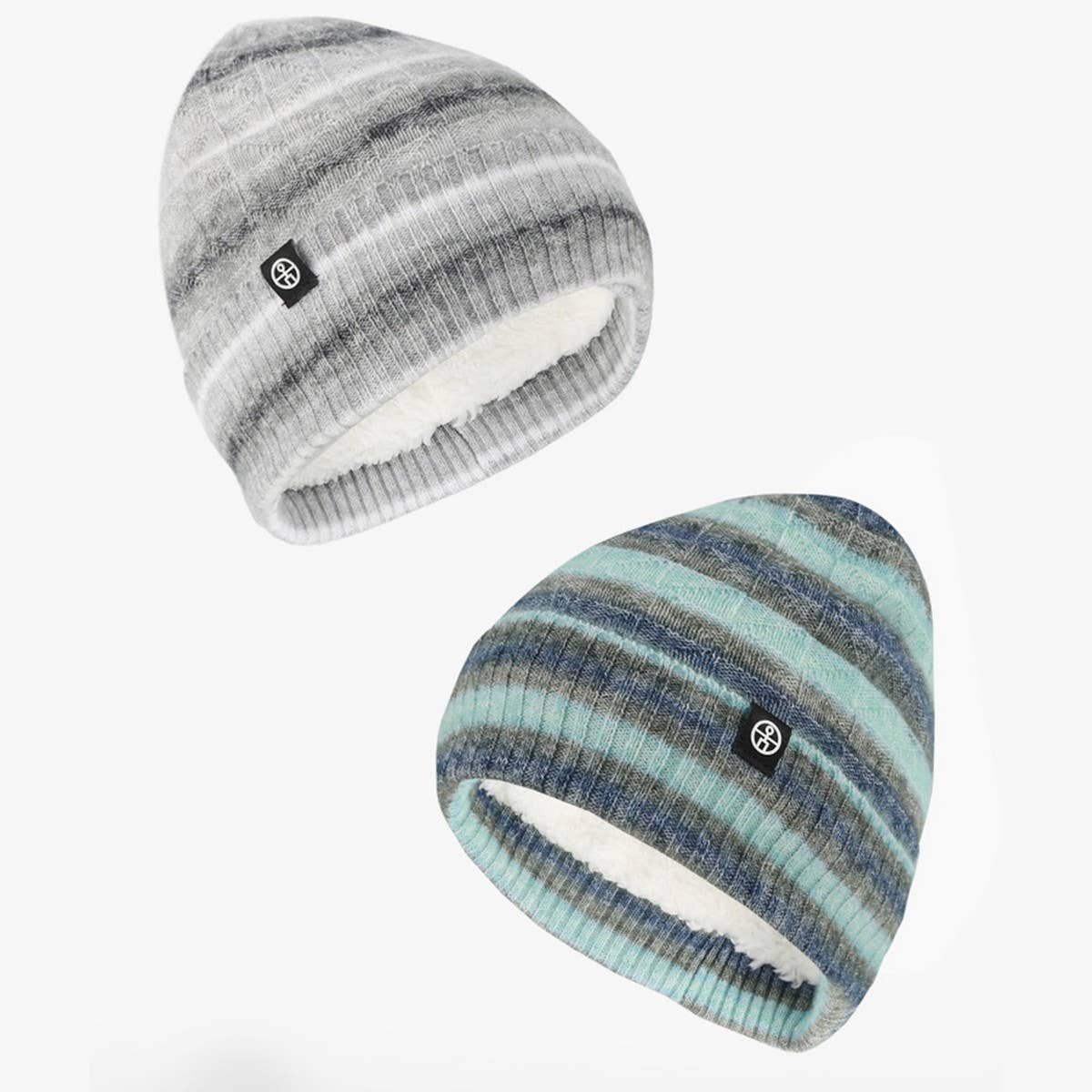 WINTER STRIPED GRADIENT SCARF THREE-PIECE SET