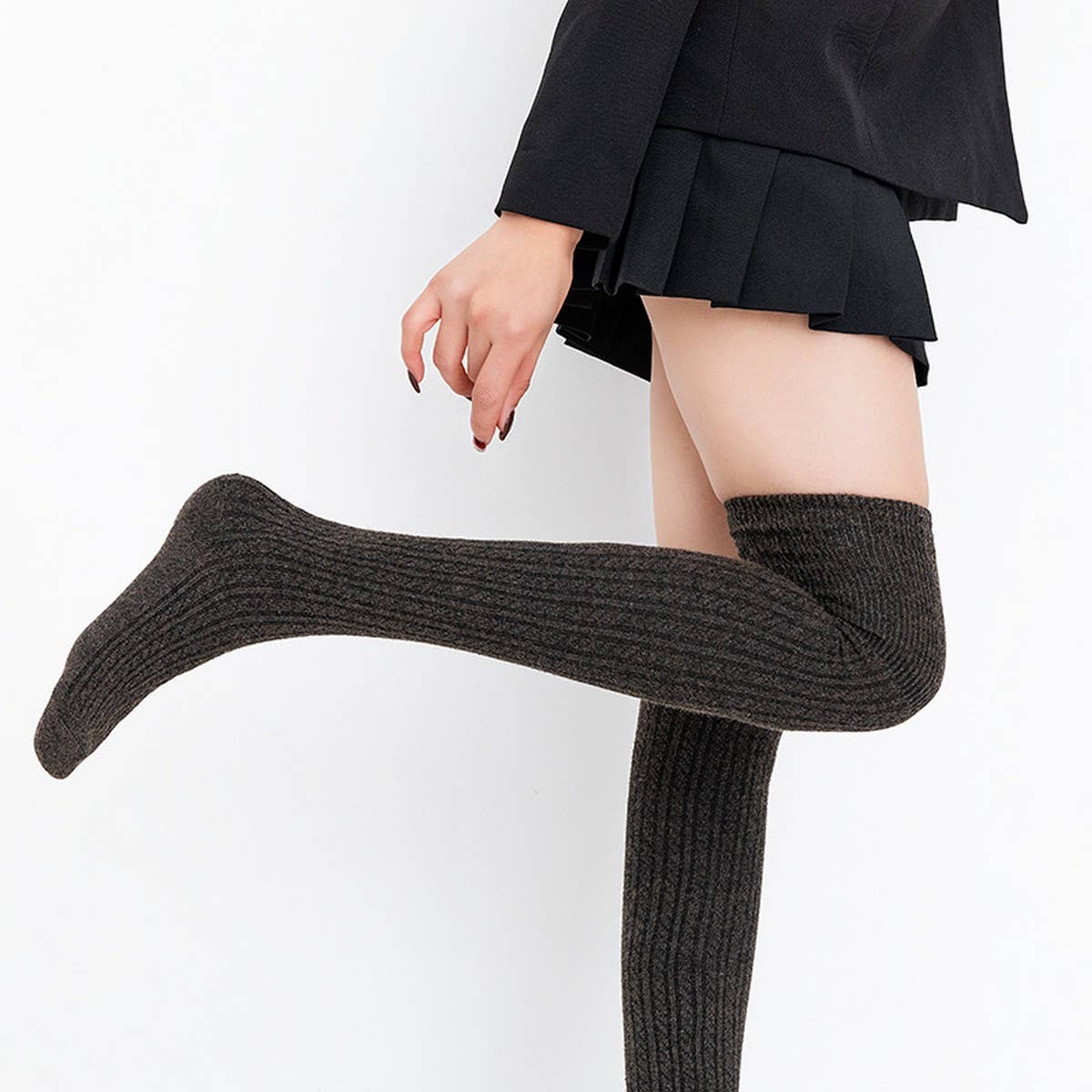 AUTUMN AND WINTER SOLID COLOR LONG STACKED SOCKS_CWMS0862
