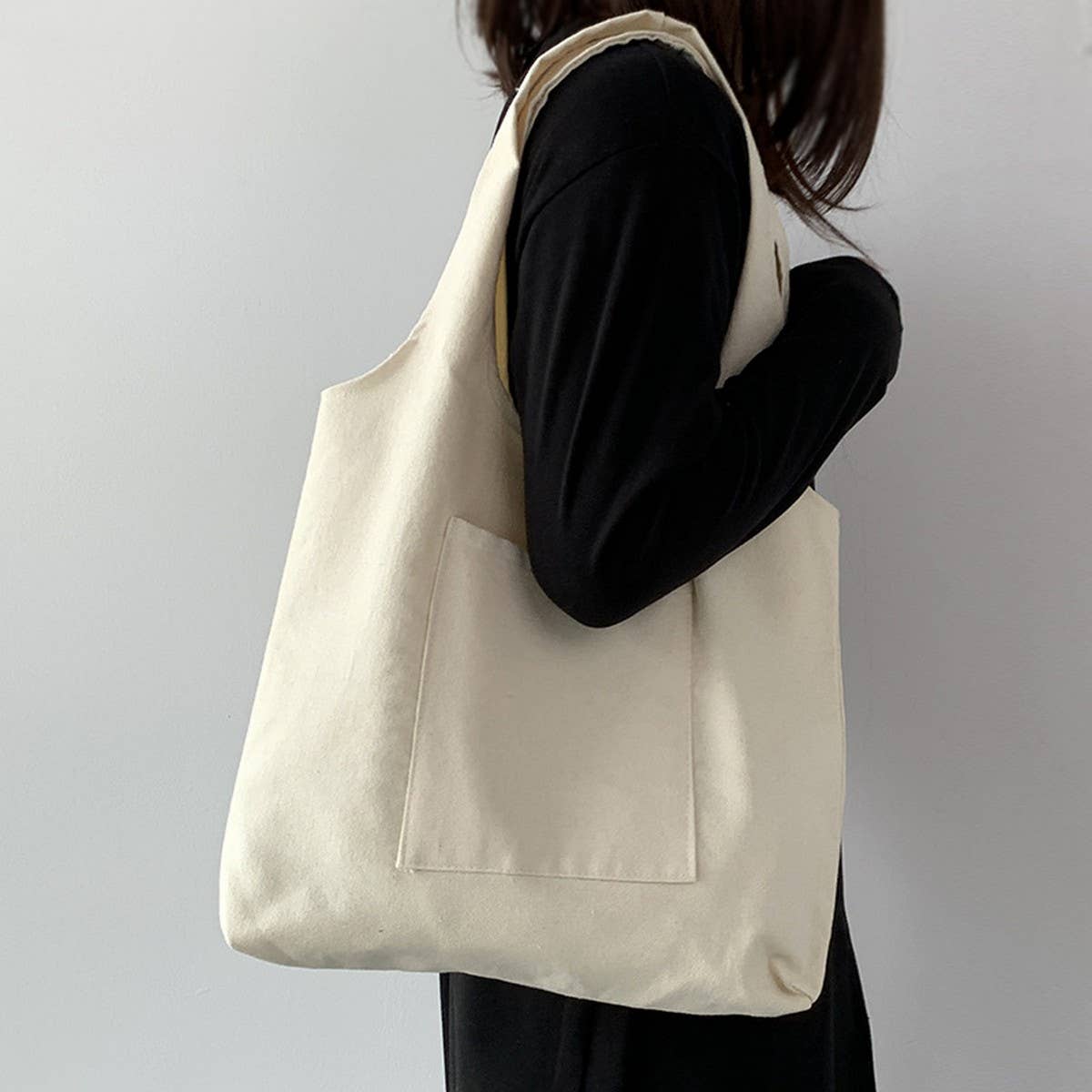 SOLID COLOR LITERARY BLANK HAND-PAINTED CANVASBAG_CWAB2131