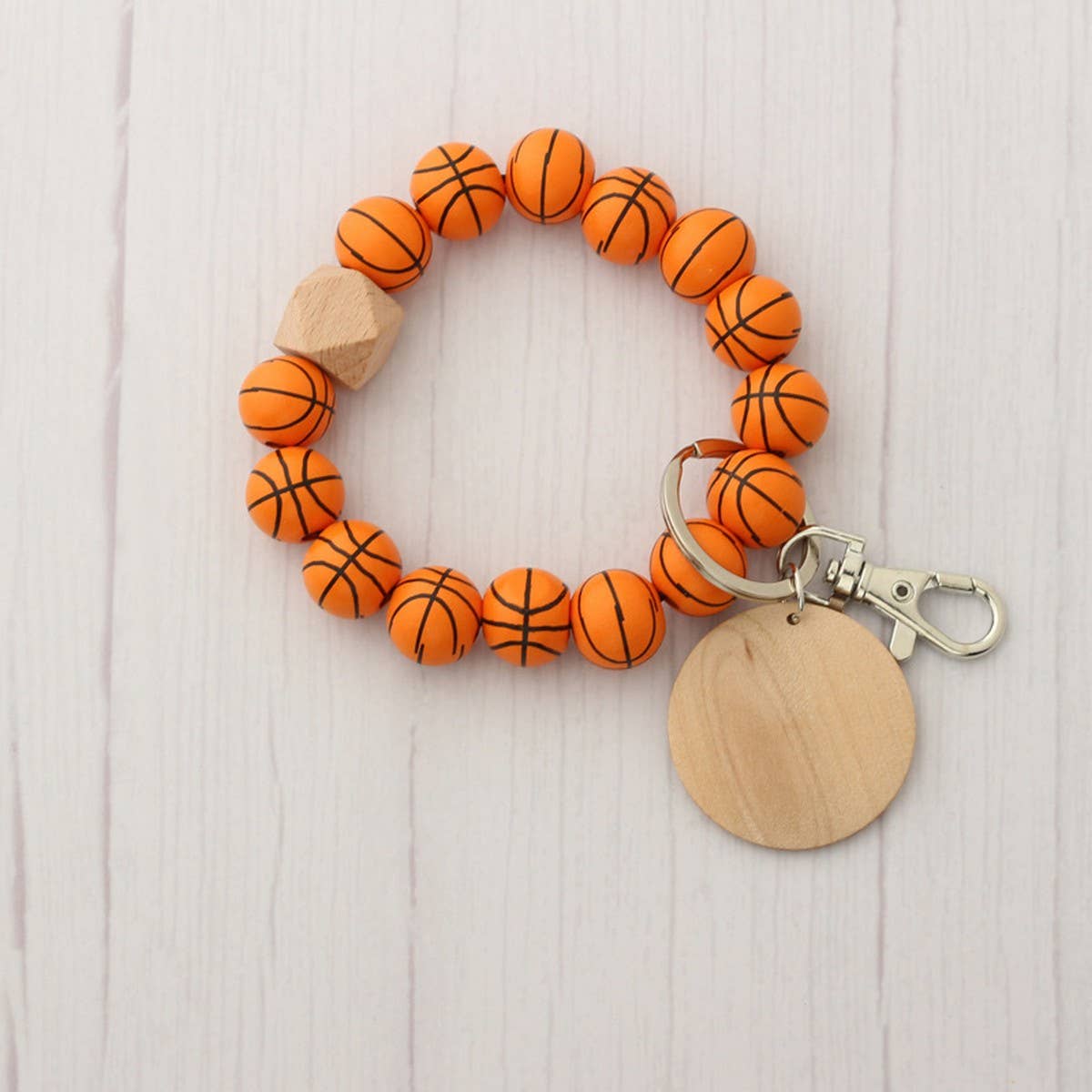 Sports Charm Wooden Beads Keychain_CWAB5102