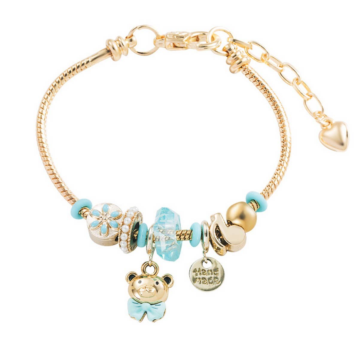 Adjustable Gold Bear & Rhinestone Bracelet_CWMM8626