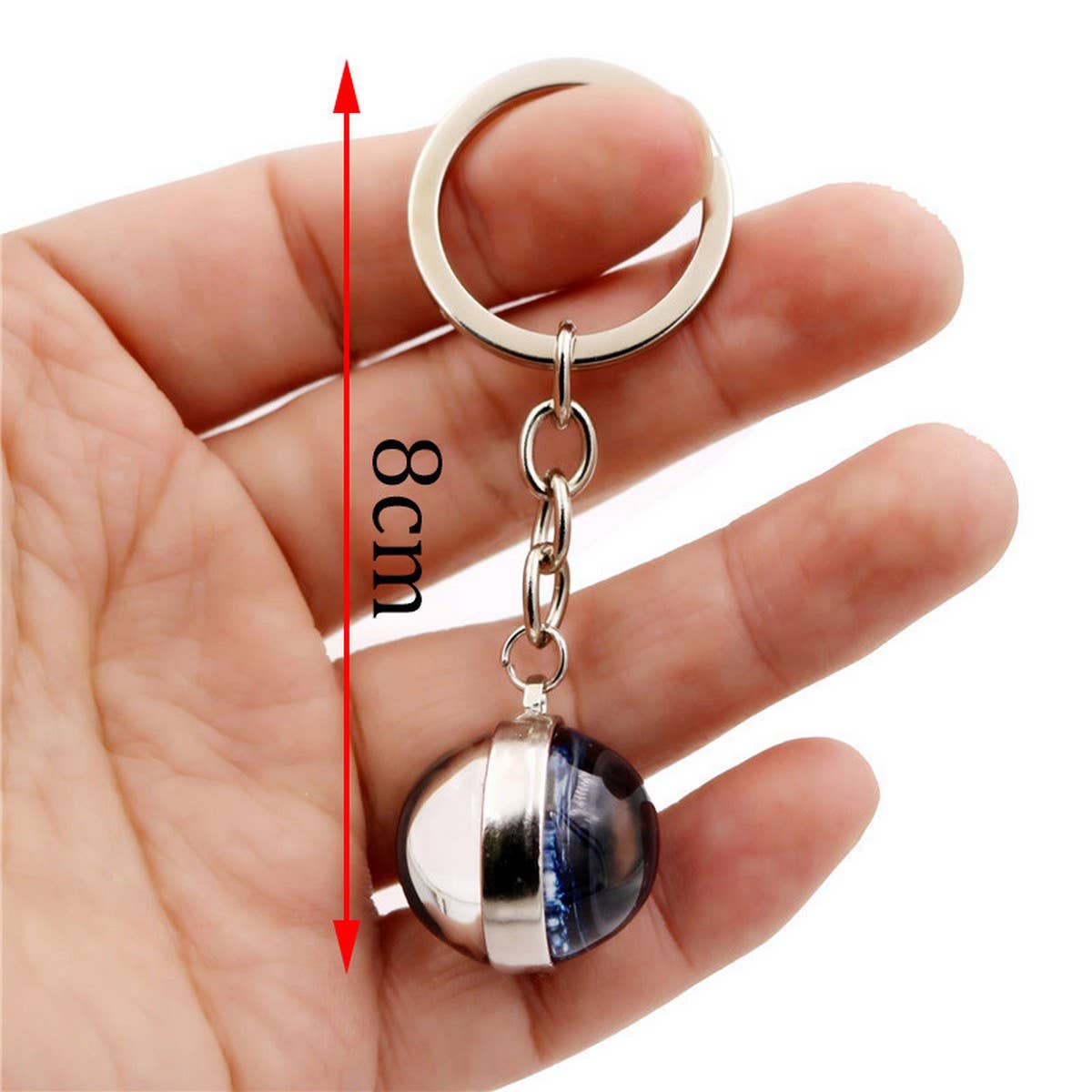 DOUBLE SIDED GLASS BALL KEYCHAIN PENDANT JEWELRY