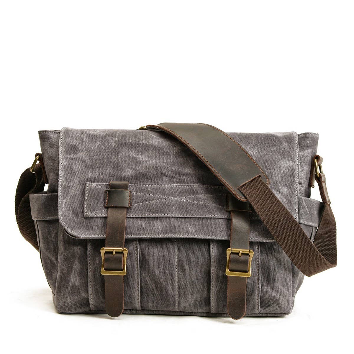 New Waxed Canvas & Leather Satchel for Men_CWAB5561