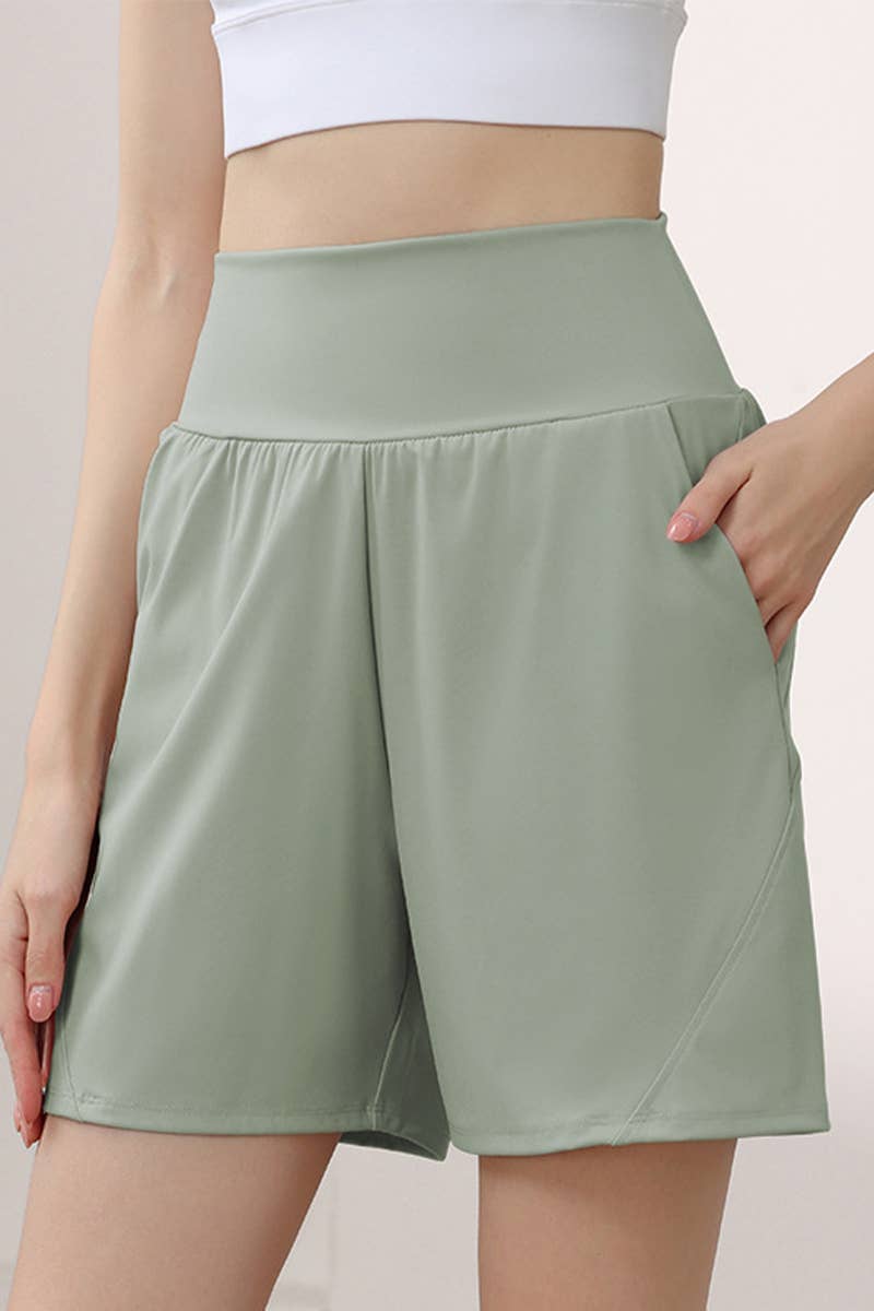 CWBSS0449_HIGH WAIST TUMMY CONTROL LOOSE SPORTS SHORTS