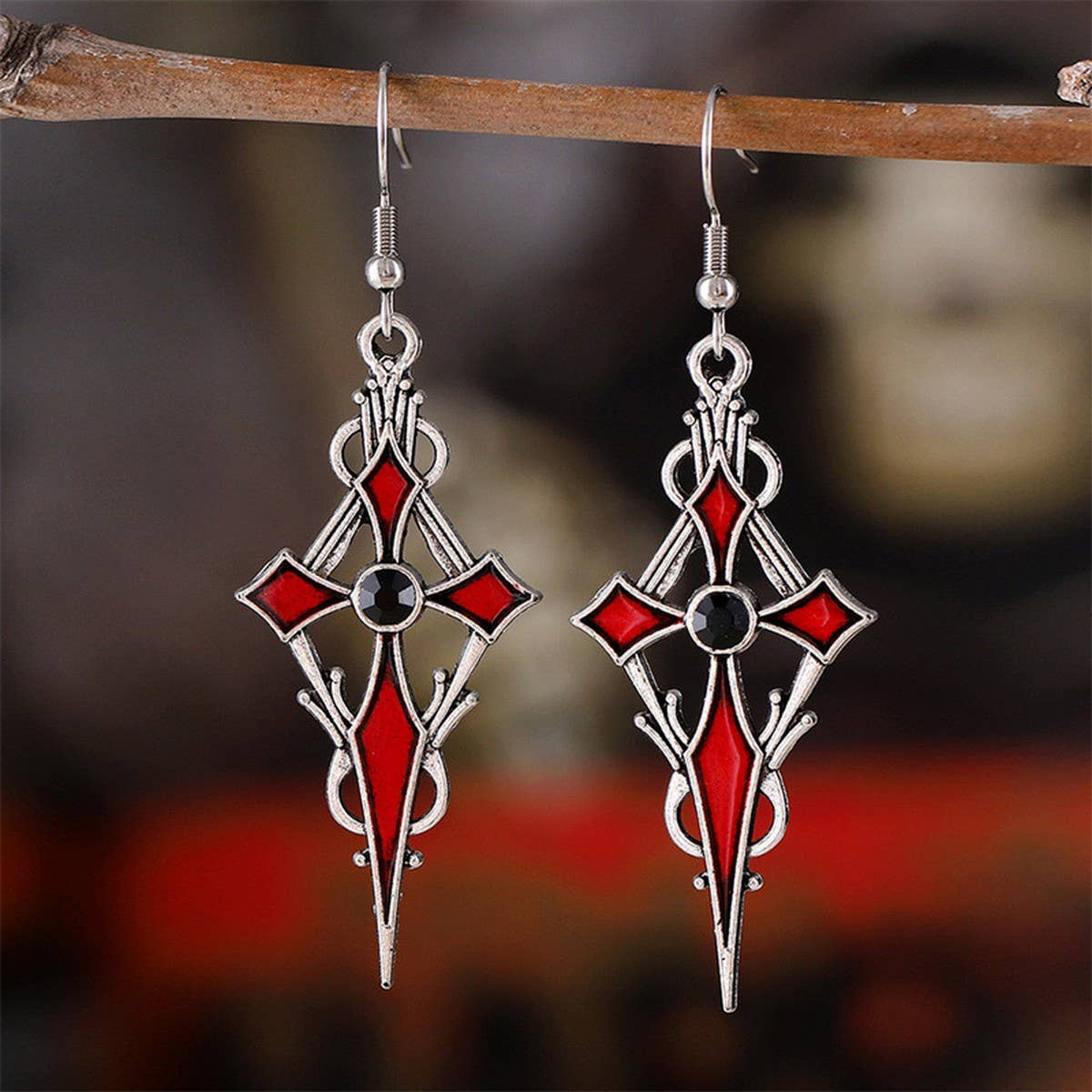 PERSONALIZED POINTED CROSS VAMPIRE EARRINGS_CWAJE1982