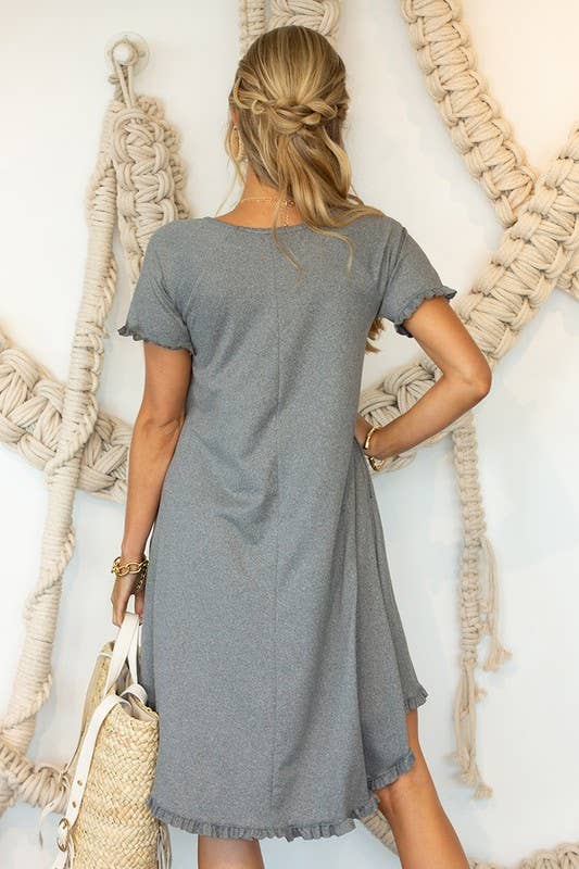 CWDSD10416_RUFFLE DETAIL DRESS WITH SIDE POCKET