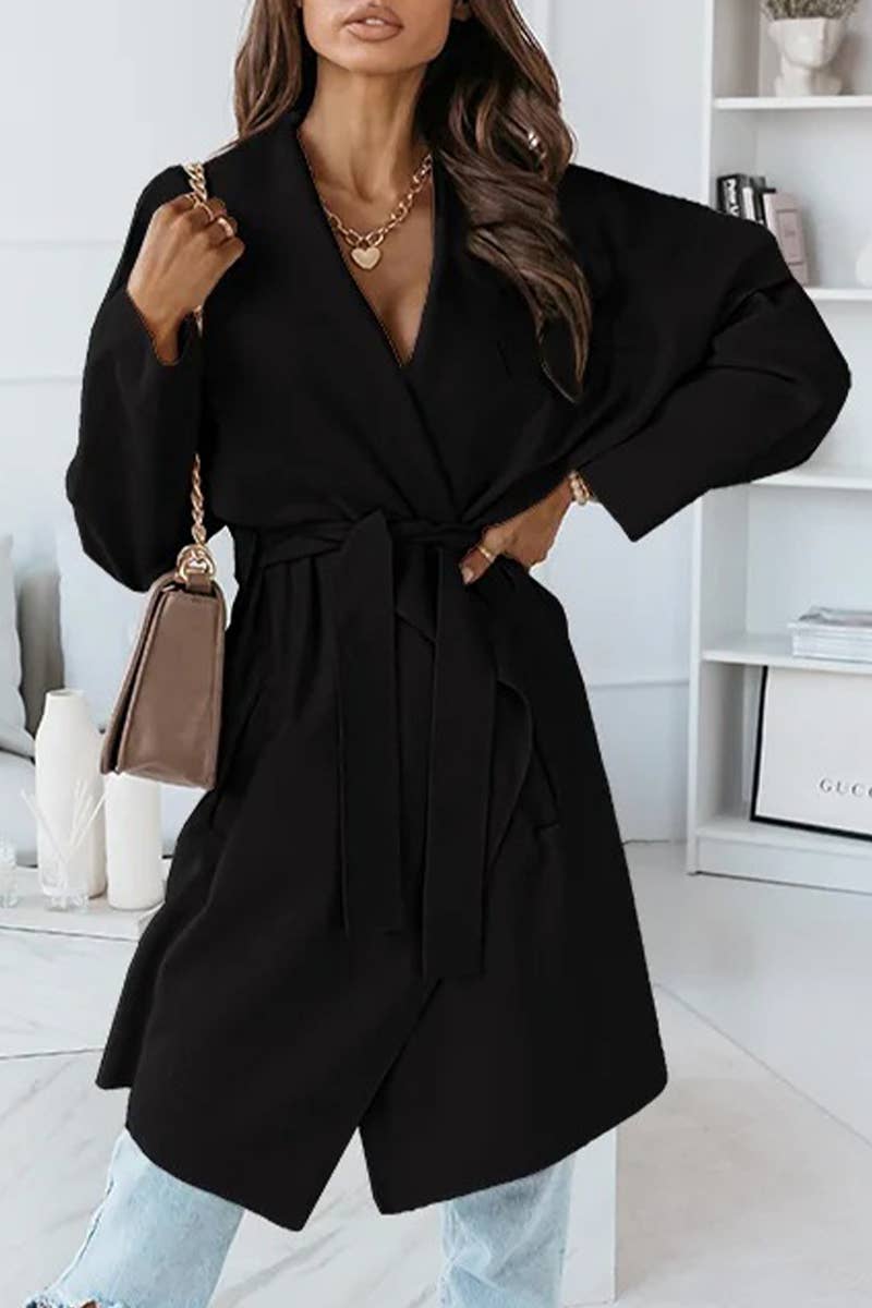 FASHION LONG SLEEVE LACE-UP CARDIGAN SWEATER COAT