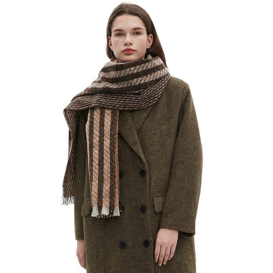 Striped Jacquard Scarf ??Unisex Winter Shawl_CWASC0866