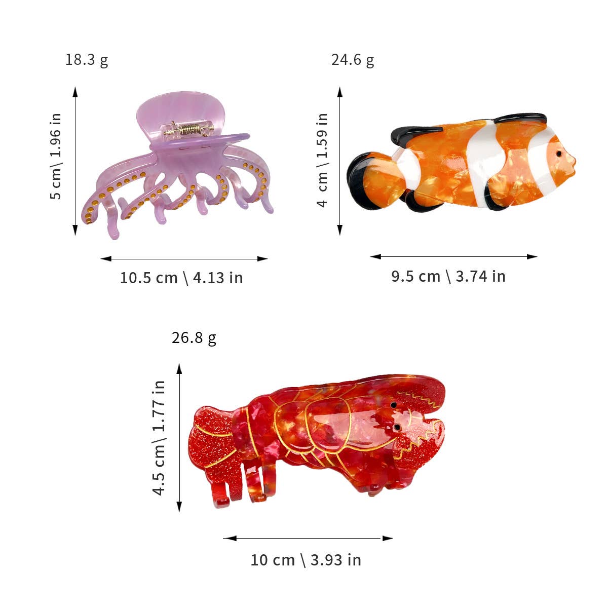 Marine grab cartoon octopus acetate hairpin