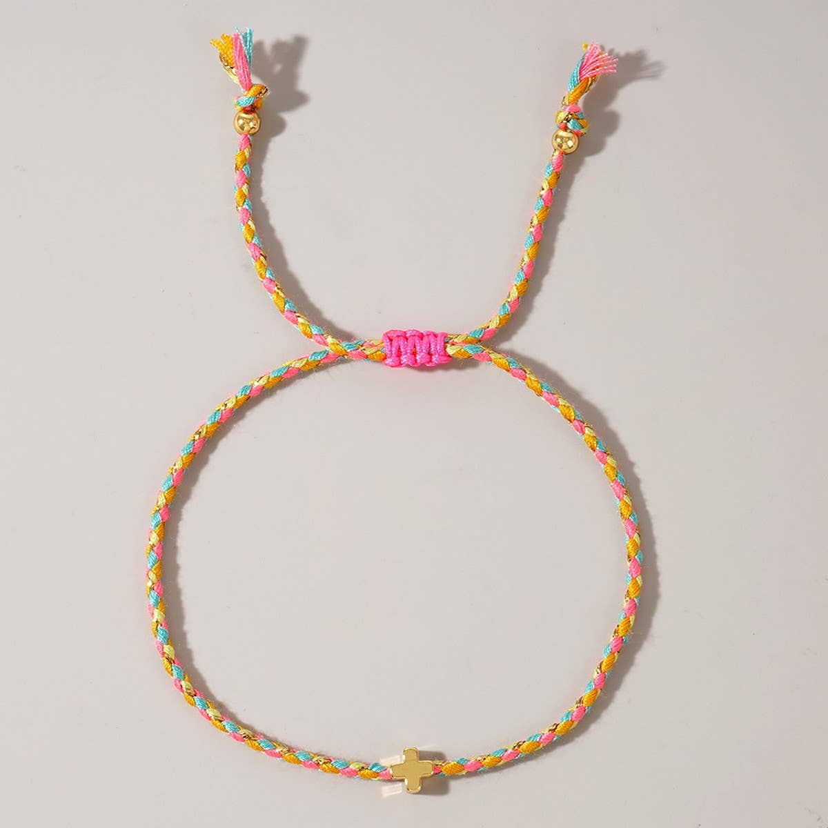 DIY HANDMADE FOUR-COLOR COTTON CROSS BRACELET