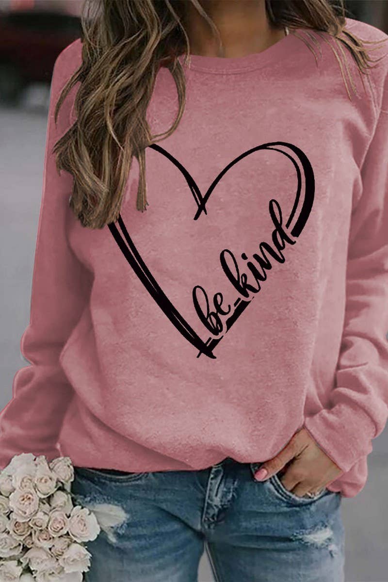 SPRING LOVE BE KIND PRINTED SWEATSHIRT PULLOVER_CWTSTL0992