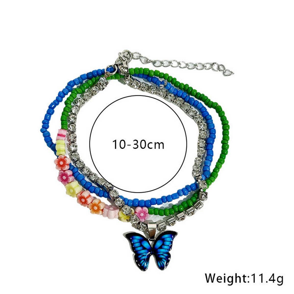 Boho Butterfly & Flower Anklet Set ??Handmade_CWMM6358