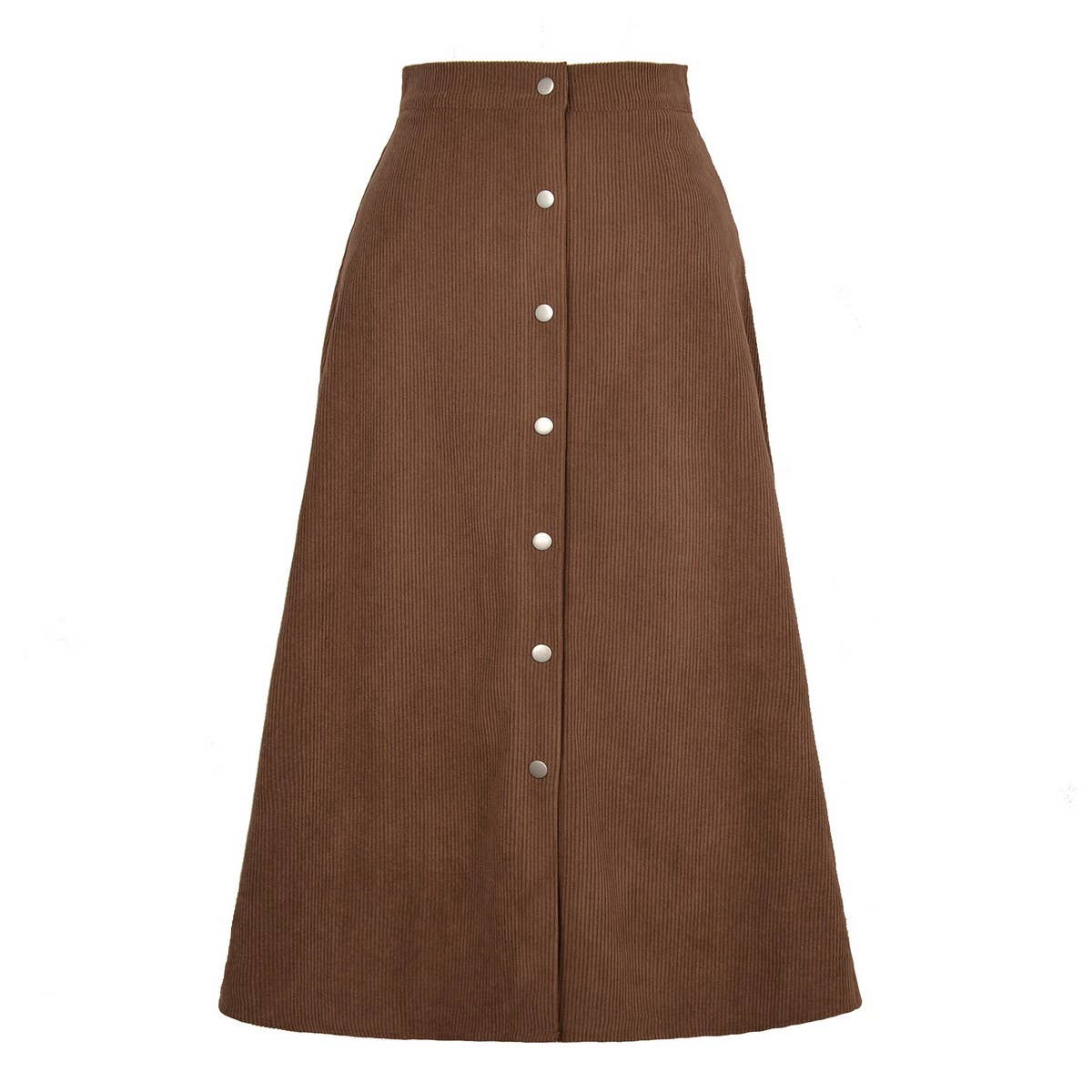 CORDUROY SKIRT SINGLE BREASTED HIGH WAISTLONGSKIRT