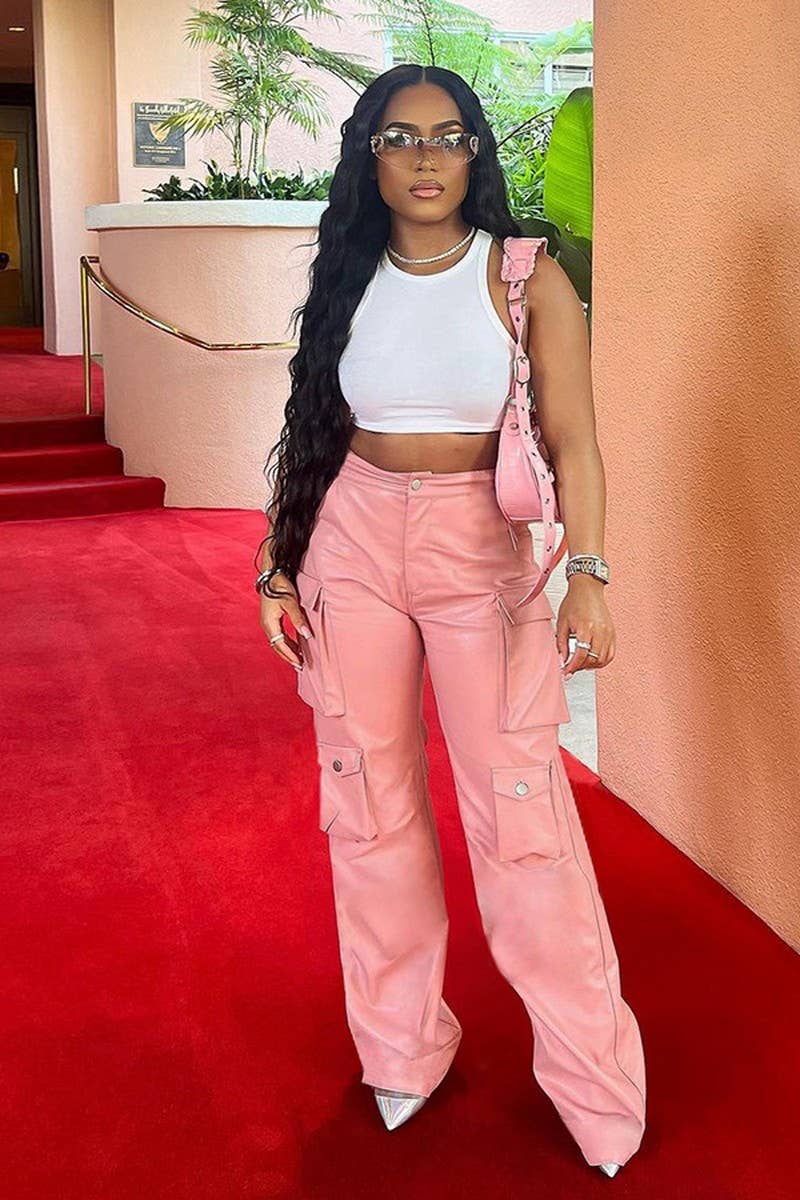 WOMEN HIGH WAIST MULTI POCKET SLIM FIT PANTS_CWBLP0282