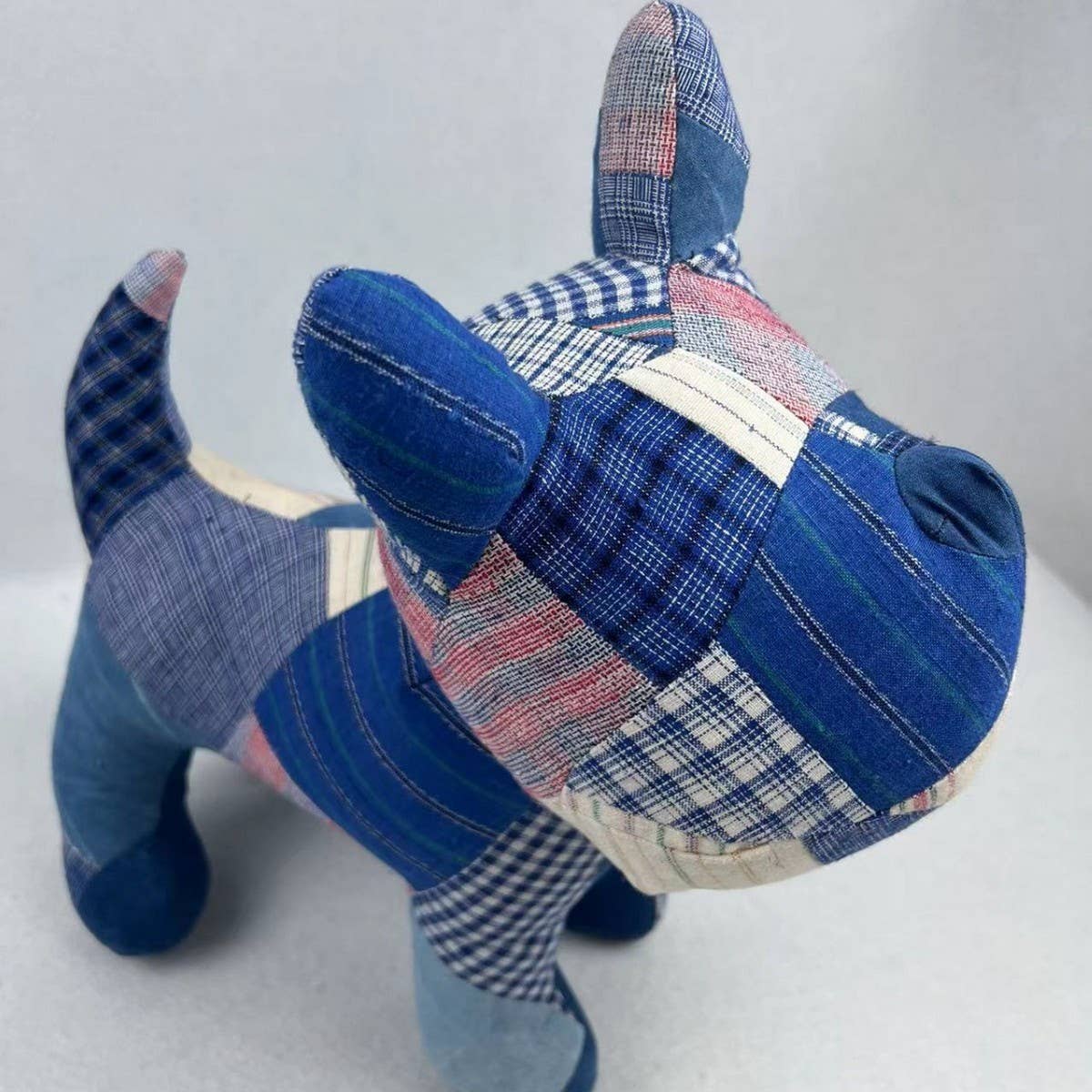 Indigo Dyed Fabric Patchwork Plush Animal Toy