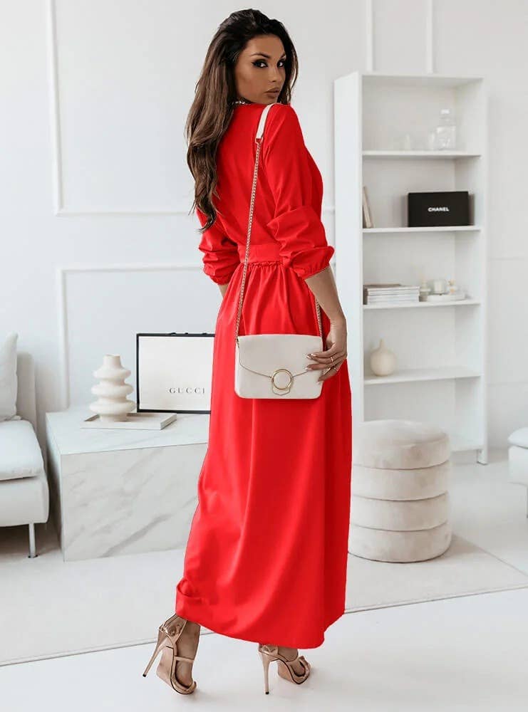 TEMPERAMENT WAIST SLIM SKIRT LONG SLEEVE DRESS