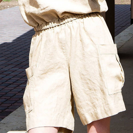 WASHED COTTON AND LINEN OVERALLS