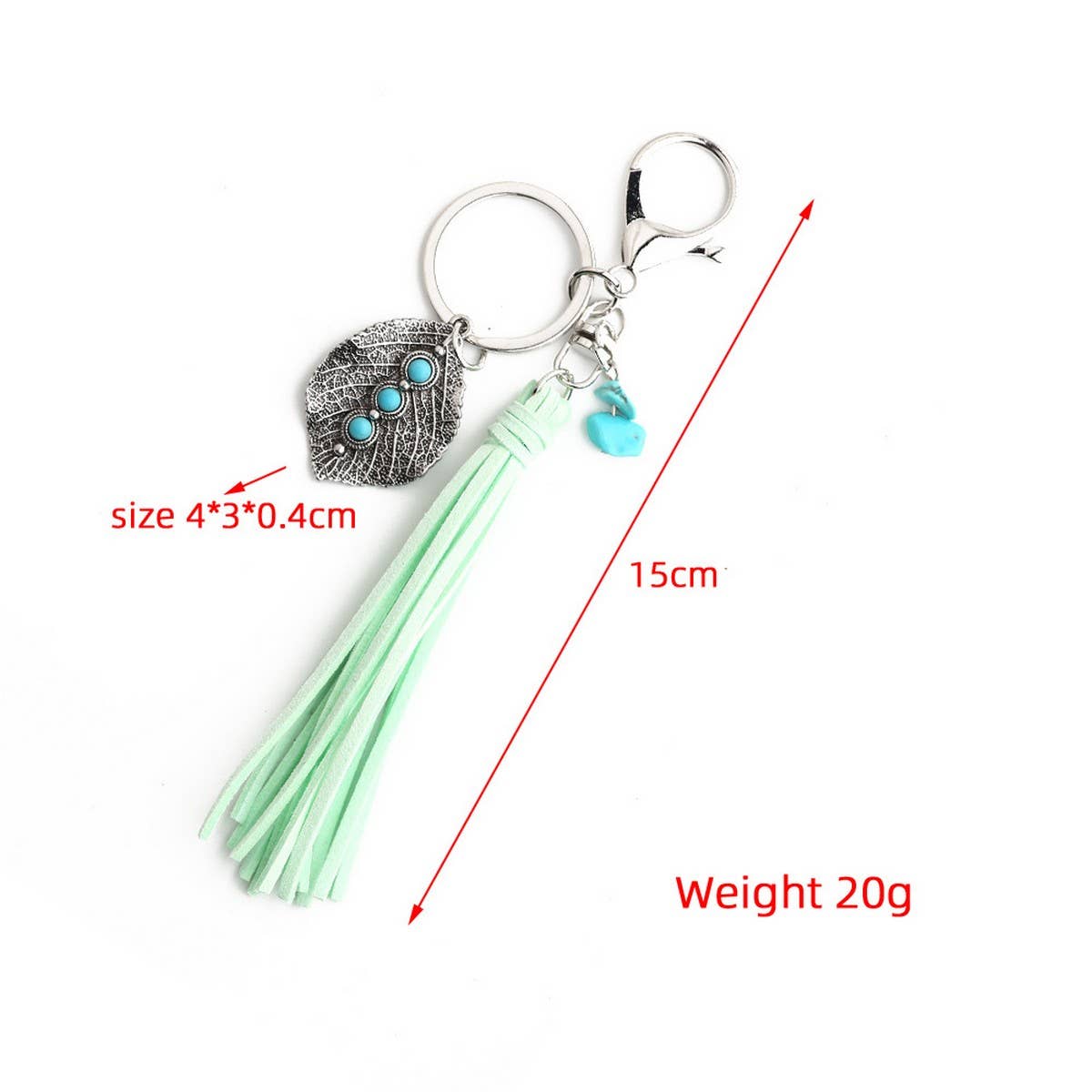 Bohemian Alloy Leaf Turquoise Keychain_CWMM6867