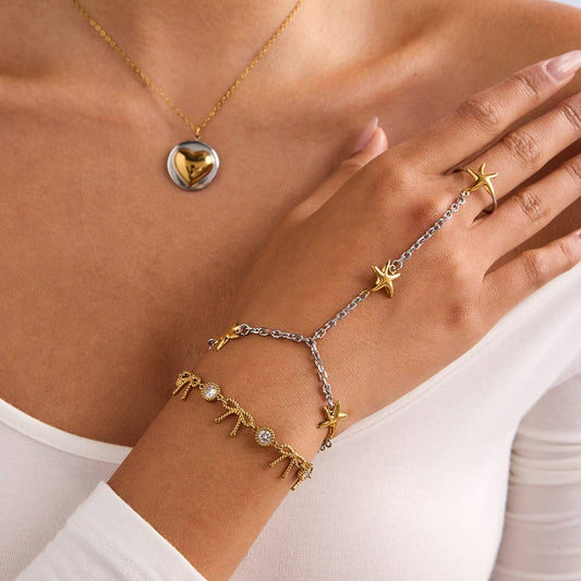 Luxury 18K Gold Two-Tone Starfish Toe Chain