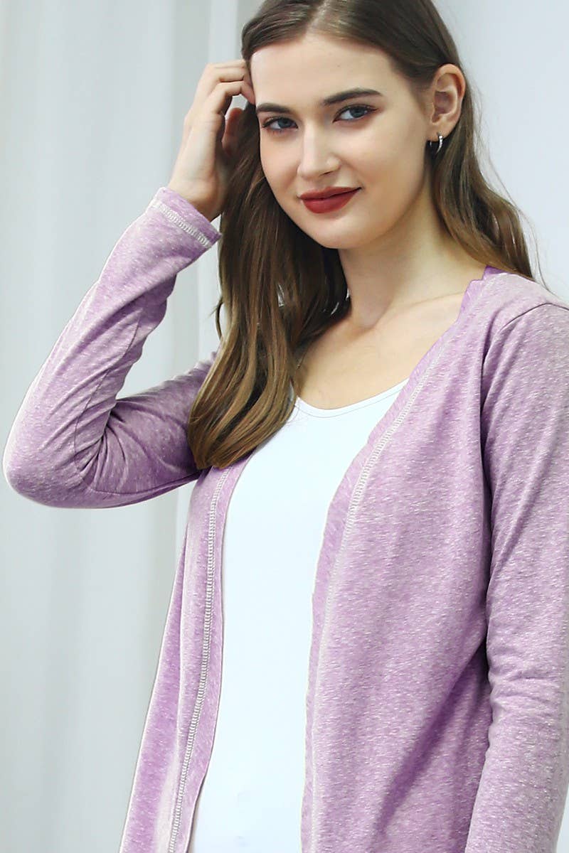 CWOCAL542_SOFT COLOR CONTRAST OVERLOCK KNIT CARDIGAN